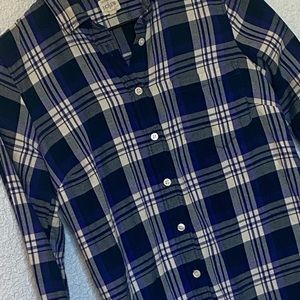 J Crew | Navy Royal Plaid Flannel Top | XS